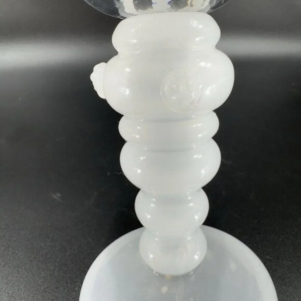 Antique Bohemian Single Glass Cup Opalescent White Bottom‎ Drinking Cup Czech
